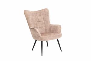 Invicta Interior Moderne fauteuil SCANDINAVIA champagne fluweel zwart metalen poten met armleuningen - 44021