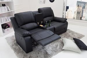 Invicta Interior Exclusieve 2-zits bioscoopfauteuil HOLLYWOOD 190cm zwarte TV-fauteuil met bekerhouder - 39474