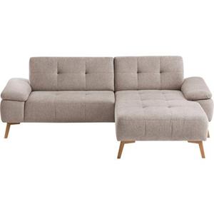 exxpo - sofa fashion Ecksofa, im skandinavischen Design mit Steppung und Holzfüßen