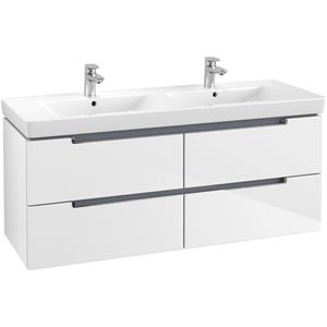 Villeroy & Boch Subway 2.0 wastafelonderkast 128.7x52cm 4 lades Glossy white A69910DH