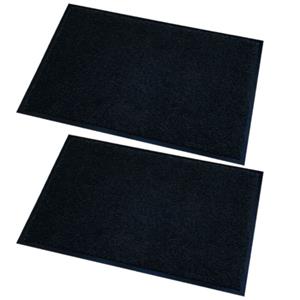 Wicotex 2x stuks deurmatten/droogloopmatten Memphis zwart 80 x 120 cm -