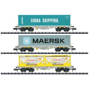 MiniTrix 18703 N 3er-Set Güterwagen Containertrans der AAE