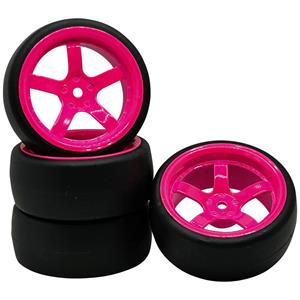 Reely 1:10 Straatmodel, Sportwagen Complete wielen Drift 5-spaaks Neon-roze (fluorescerend) 4 stuk(s)