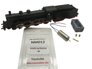 Crazytoys micromotor NM012 N ombouwkit voor  minitrix BR 17.2 DRG, DRG 17.4, BR 14.1 DRG,K.P.E.V.  u.a.