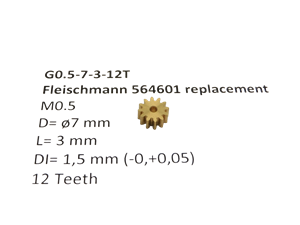 Crazytoys micromotor G0.5-7-3-12T tandwiel voor Fleischmann