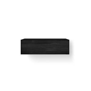 Looox Wooden Wastafelonderkast - vlak front - 1 lade - afvoer links en rechts - 100x30x46 cm - zwart WF1000BL