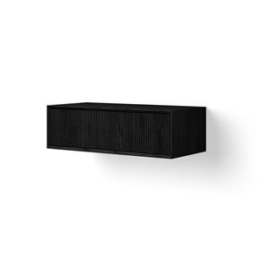 Looox Wooden Wastafelonderkast - ribbelfront verticaal - 1 lade - afvoer links en rechts - 100x30x46 cm - zwart WFST1000BL