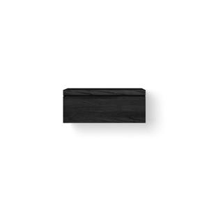Looox Wooden Wastafelonderkast - vlak front - 1 lade - afvoer links en rechts - 100x45x46 cm - zwart WDB1000BL