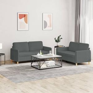 vidaXL Sofa 2-tlg. Sofagarnitur mit Kissen Dunkelgrau Stoff