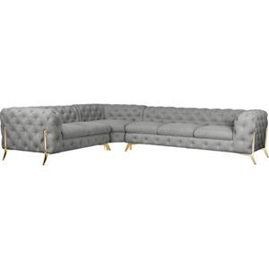 Leonique Chesterfield-Sofa "Amaury L-Form", großes Ecksofa, Chesterfield-Optik, Breite 323 cm, Fußfarbe wählbar