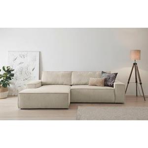 Home affaire Hoekbank SHERWOOD Schlafsofa 267 cm (ligoppervlak 210x136 cm) en bedkist, ribfluweel, vintage, fluweel velour