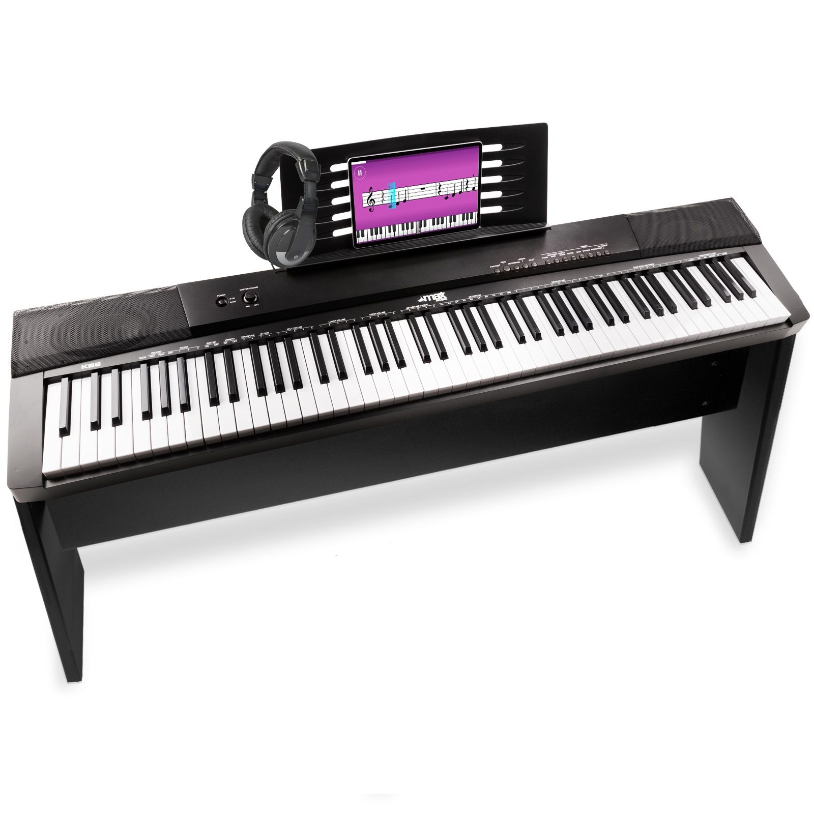 MAX KB6W digitale piano met 88 toetsen, meubel en hoofdtelefoon