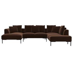 FLEXLUX Ecksofa "Sava", Schwarze Metallfüße, mit losen Rückenkissen, Luxuriöses Sitzkomfort