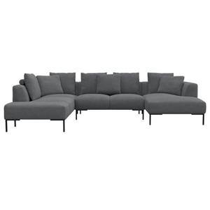 FLEXLUX Ecksofa "Sava", Schwarze Metallfüße, mit losen Rückenkissen, Luxuriöses Sitzkomfort