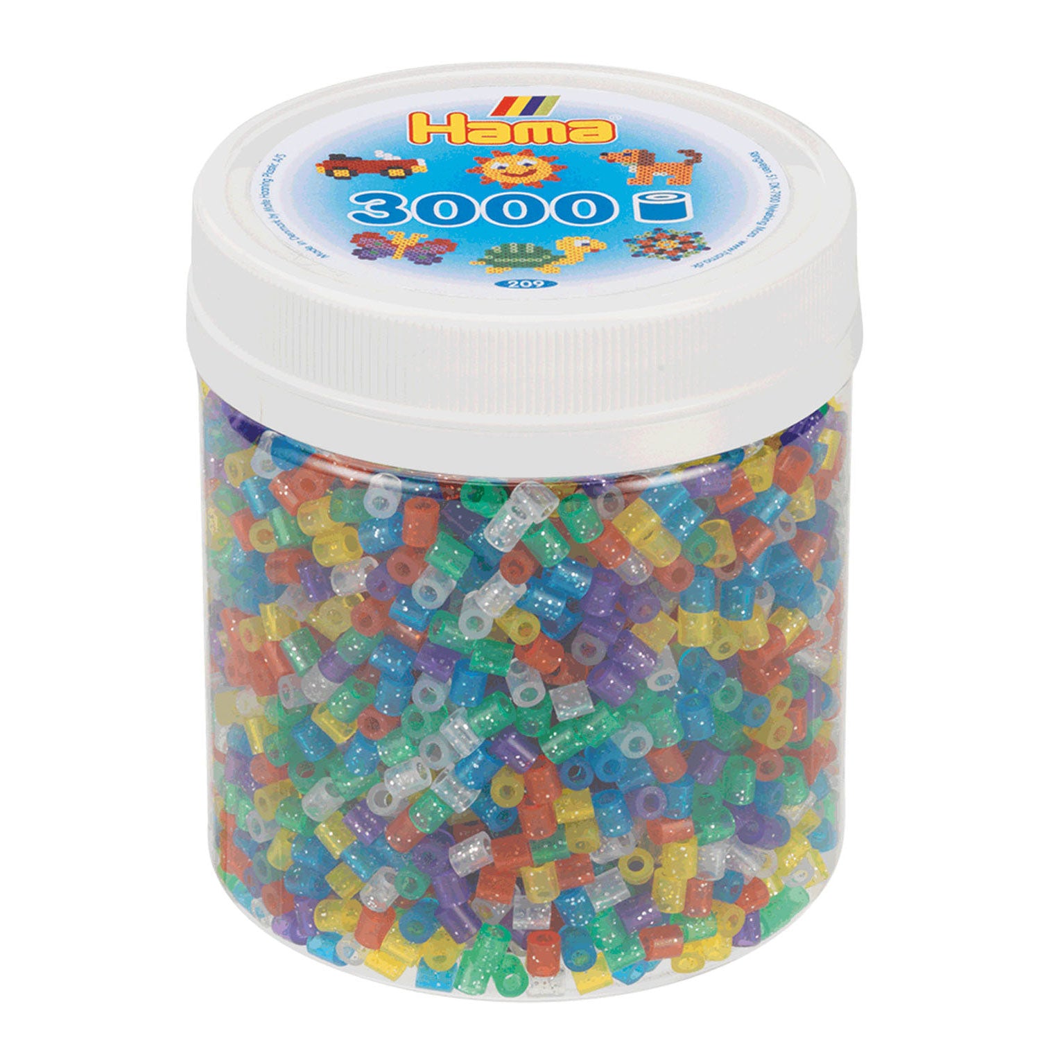 Hama 209-54 - Perlen, Dose mit Midi-Bügelperlen, 3000 Stück, Glitter-Mix