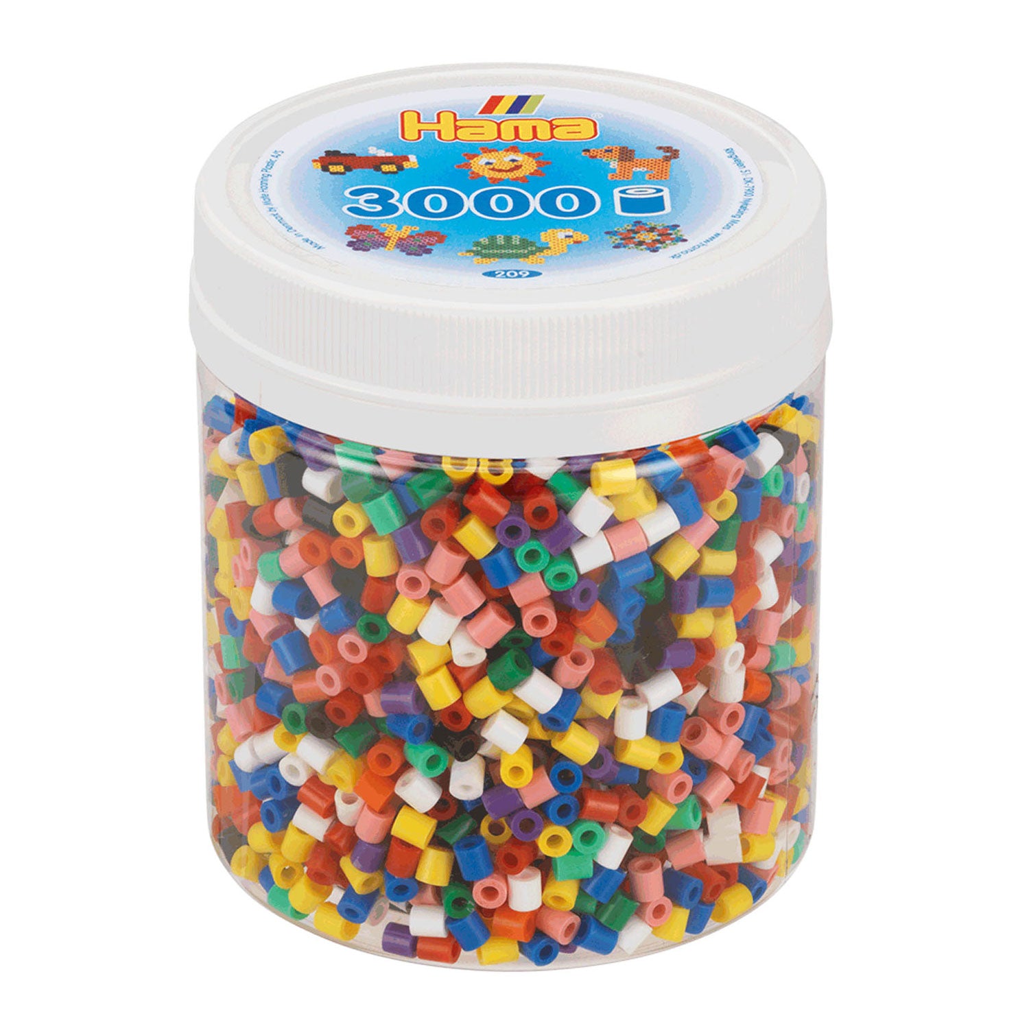 Hama 209-00 - Perlen, Dose mit 3000 Midi-Perlen, Bügelperlen, Volltonmix 10 Farben