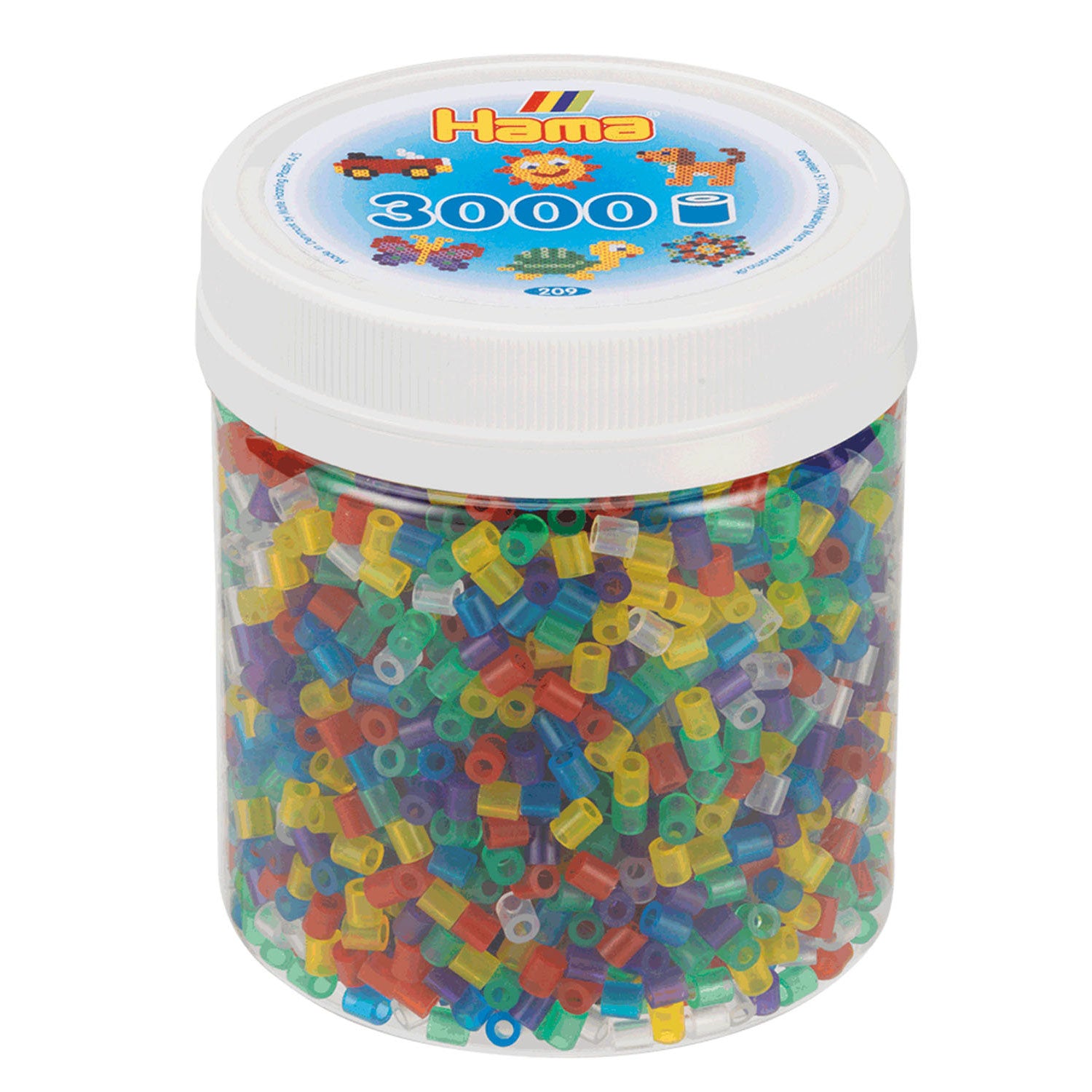 Hama 209-53 - Perlen, Dose mit Bügelperlen, 3000 Stück, Transparent-Mix