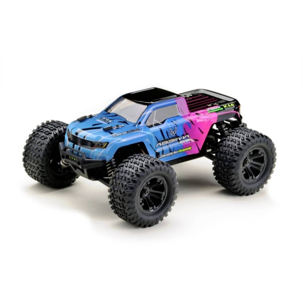 Absima MINI AMT Pink, Blauw Brushed 1:16 RC auto Elektro Monstertruck 4WD RTR 2,4 GHz