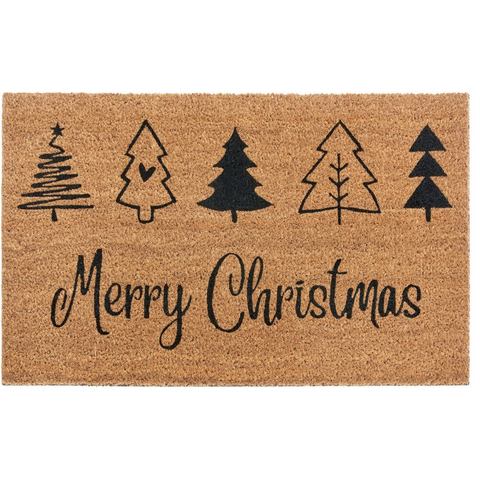 Fußmatte Mix Mats Kokos Christmas Trees, HANSE Home, rechteckig, Höhe: 15 mm, Weihnachten, Schmutzfangmatte, Outdoor, Rutschfest, Innen, Kokosmatte