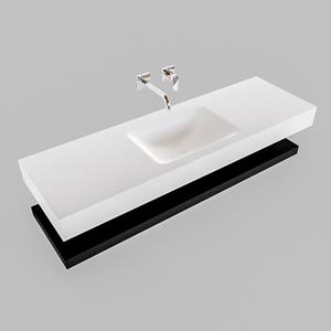 Boss & Wessing Badkamermeubel BWS Ibiza 150 cm met Mat Zwart Planchet Solid Surface Wastafel Mat Wit (acht varianten)