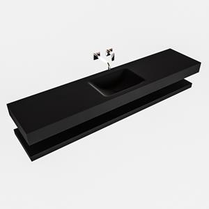 Boss & Wessing Badkamermeubel BWS Ibiza 200 cm met Planchet Solid Surface Mat Zwart (acht varianten)