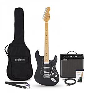 Gear4Music LA Select Electric Guitar Black 15W Guitar Amp & Accessory Pack