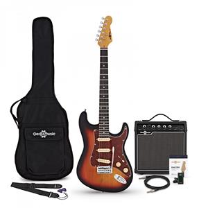 Gear4Music LA Select Electric Guitar Sunburst 15W Guitar Amp & Accessory Pack