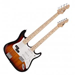 Gear4Music LA Double Neck Bass and Electric Guitar by  Sunburst 2023 Edition