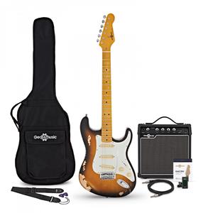 Gear4Music LA Select Legacy Electric Guitar Antique Sunburst 15W Guitar Amp & Accessory Pack