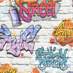 DUTCH WALL COVERINGS Behang graffiti meerkleurig L179-05