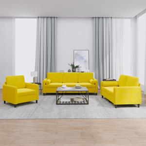 VidaXL 3-delige Loungeset met kussens fluweel geel
