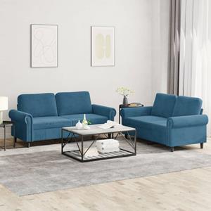 VidaXL 2-delige Loungeset met kussens fluweel blauw