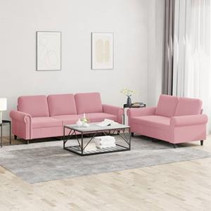 VidaXL 2-delige Loungeset met kussens fluweel roze