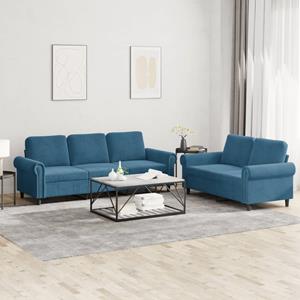 VidaXL 2-delige Loungeset met kussens fluweel blauw