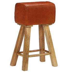 vidaXL Barstoelen 2 st echt leer en massief mangohout