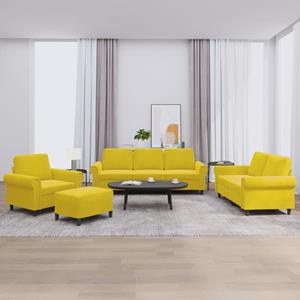 VidaXL 4-delige Loungeset met kussens fluweel geel