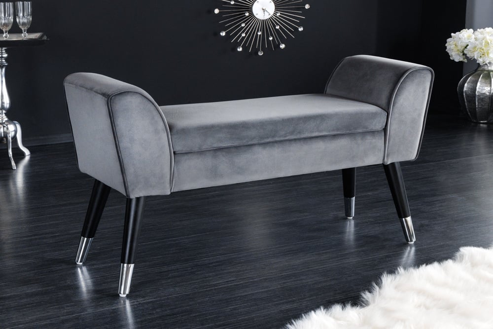 Invicta Interior Design bank SCARLETT 90cm grijs zilver fluweel - 43278