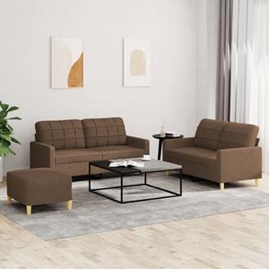 VidaXL 4-delige Loungeset met kussens stof bruin