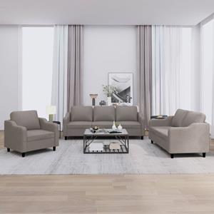 VidaXL 3-delige Loungeset met kussens stof taupe