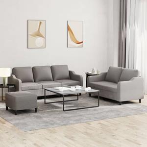 VidaXL 3-delige Loungeset met kussens stof taupe