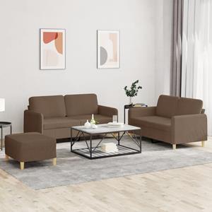 VidaXL 4-delige Loungeset met kussens stof bruin