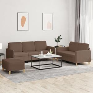 VidaXL 4-delige Loungeset met kussens stof bruin