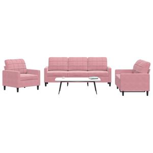 VidaXL 3-delige Loungeset met kussens fluweel roze