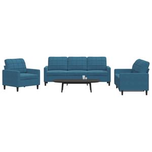 VidaXL 3-delige Loungeset met kussens fluweel blauw