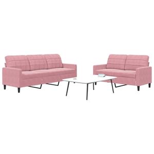 VidaXL 2-delige Loungeset met kussens fluweel roze