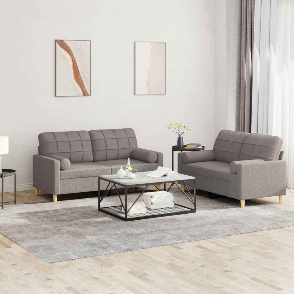 VidaXL 2-delige Loungeset met kussens stof taupe