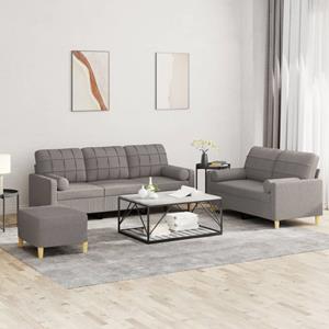 VidaXL 3-delige Loungeset met kussens stof taupe