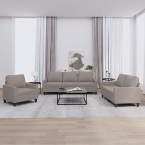 VidaXL 3-delige Loungeset met kussens stof taupe