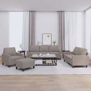 VidaXL 4-delige Loungeset met kussens stof taupe