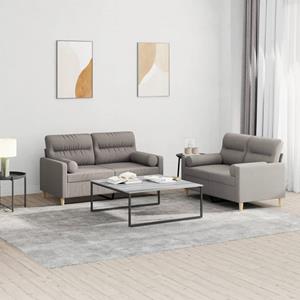 VidaXL 2-delige Loungeset met kussens stof taupe